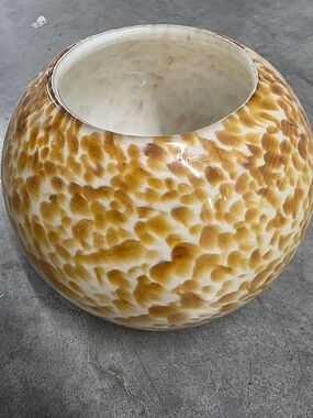 Hand-Blown Speckled Amber and Cream Glass Vase - Home Art